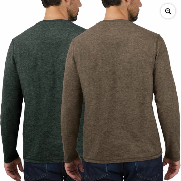 Rugged Elements Men's 2 Pack Sueded Long Sleeve Crew Tee Shirts Green,Brown/)XXL - Picture 2 of 5
